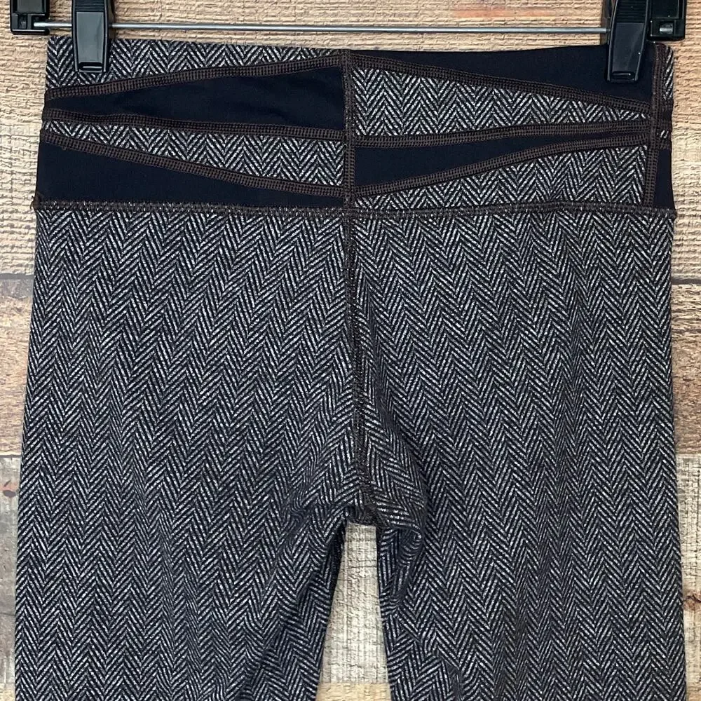 Lululemon Wunder Under Pant Leggings Giant Herringbone Black Gray Size 6